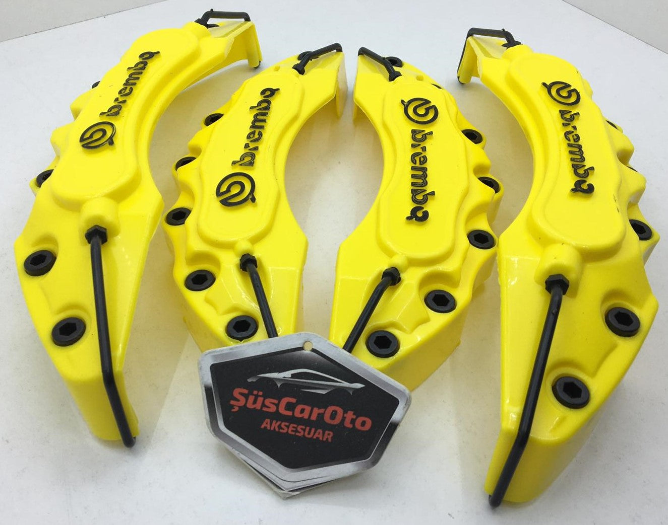 Brembo - Juego de 4 cubiertas universales para pinzas de freno, 17" y más, color amarillo