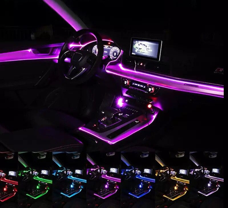 Lámpara de neón LED RGB ambiental con control por aplicación para coche, 5 piezas y 6 metros