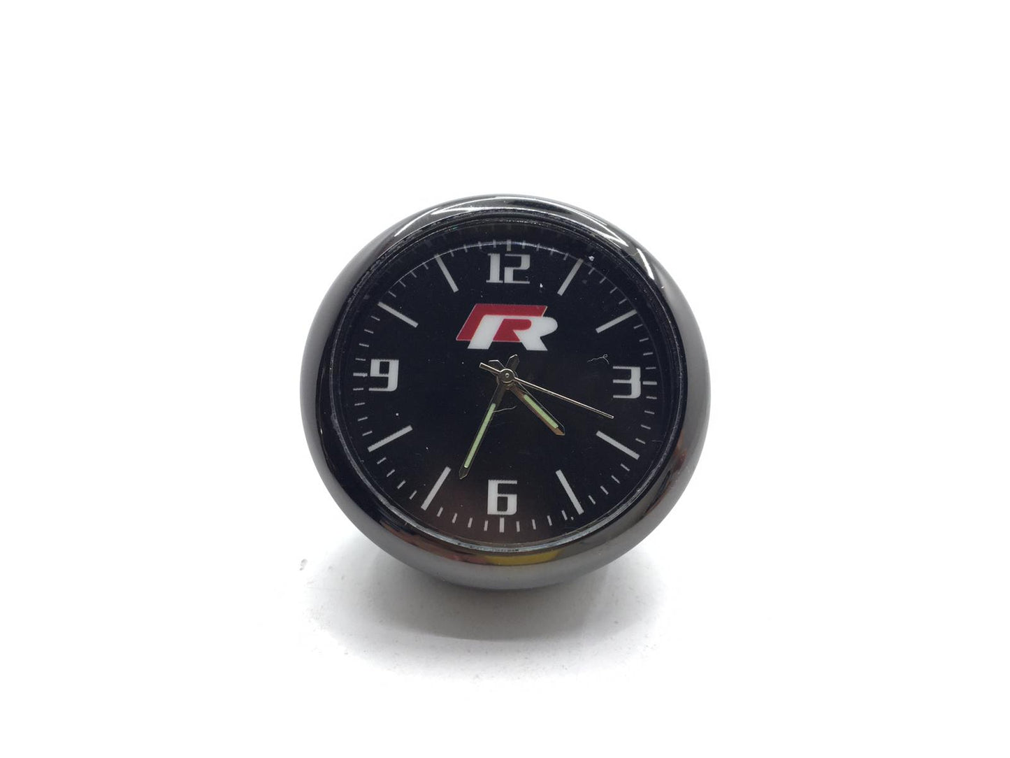 Reloj analógico retro compatible con salpicadero y ventilación interior de coche con logotipo R