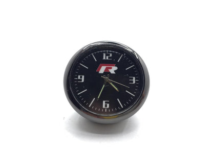 Reloj analógico retro compatible con salpicadero y ventilación interior de coche con logotipo R