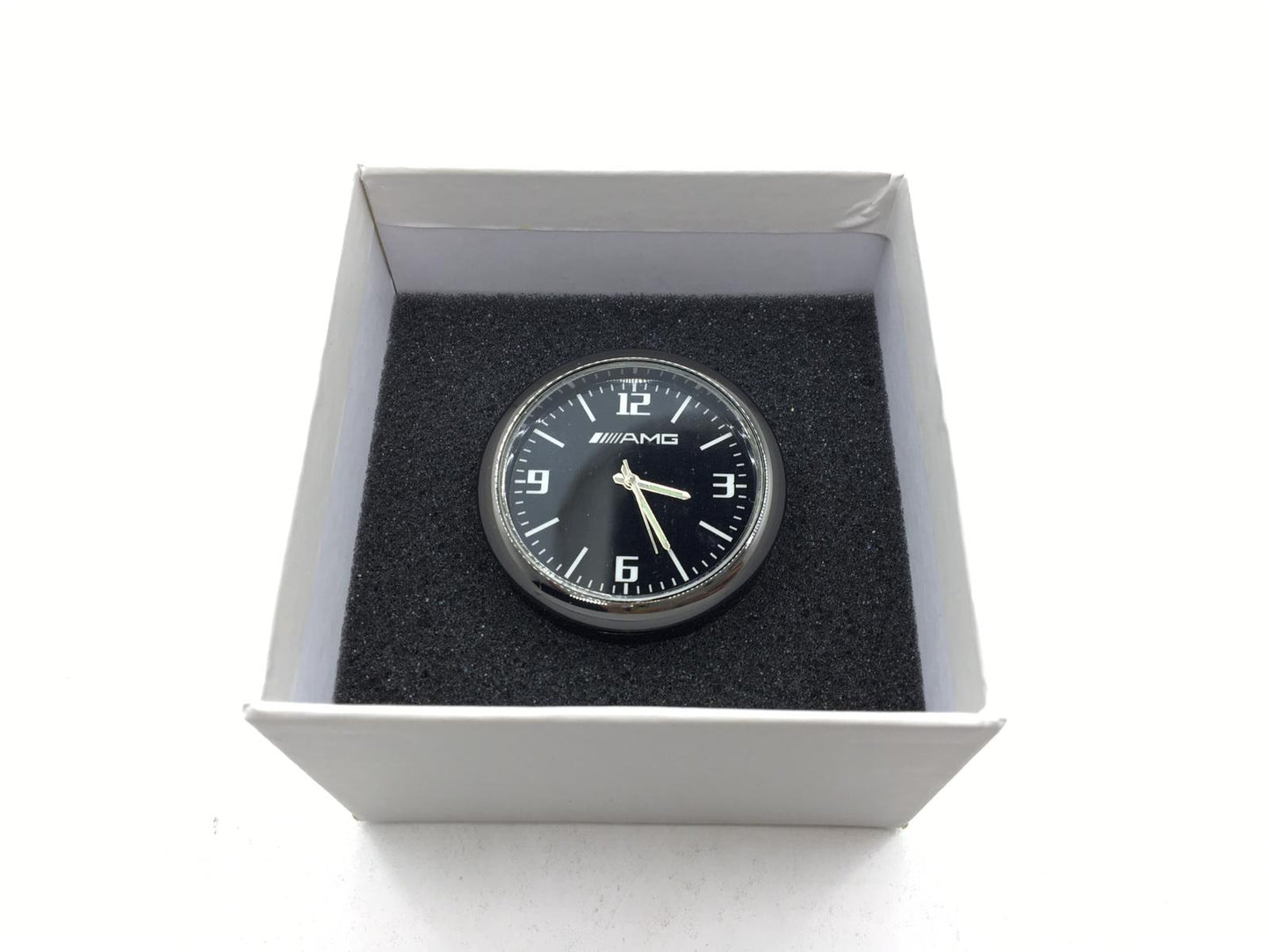 Reloj analógico retro compatible con la ventilación interior del coche y la guantera, con logo AMG