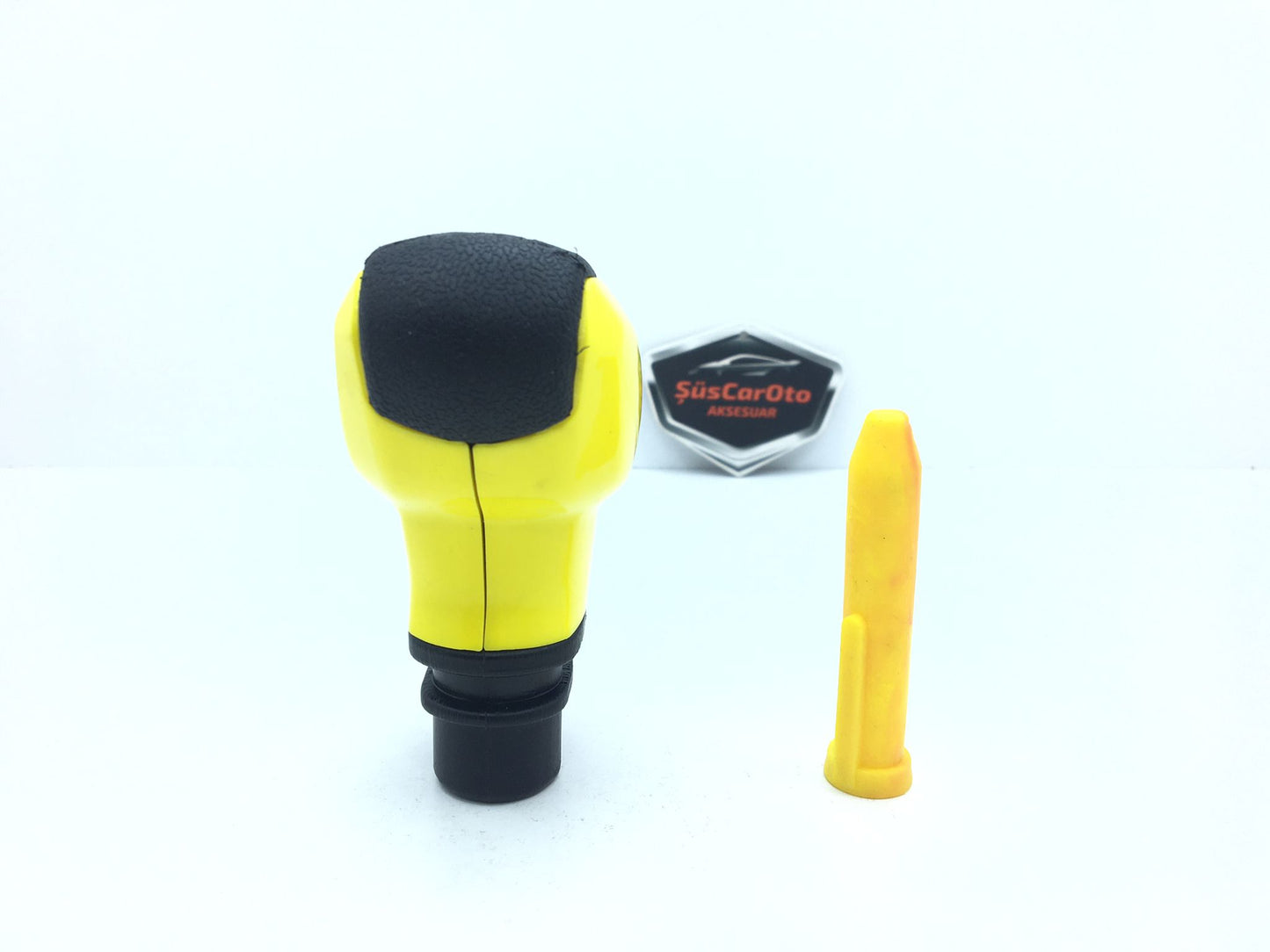 Pomo de palanca de cambios deportivo universal compatible con todos los vehículos, con adaptador, AMARILLO