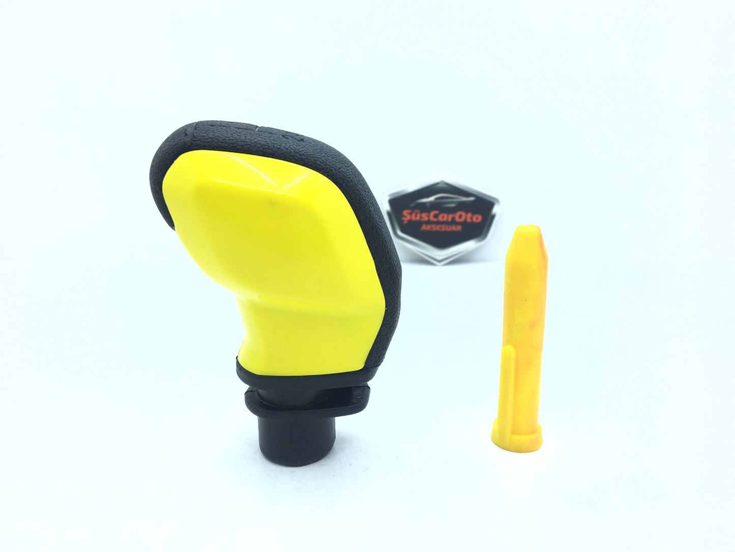 Pomo de palanca de cambios deportivo universal compatible con todos los vehículos, con adaptador, AMARILLO