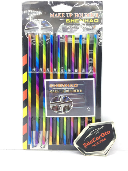 Juego de molduras decorativas para la rejilla de ventilación del aire acondicionado del coche, diseño de arco iris