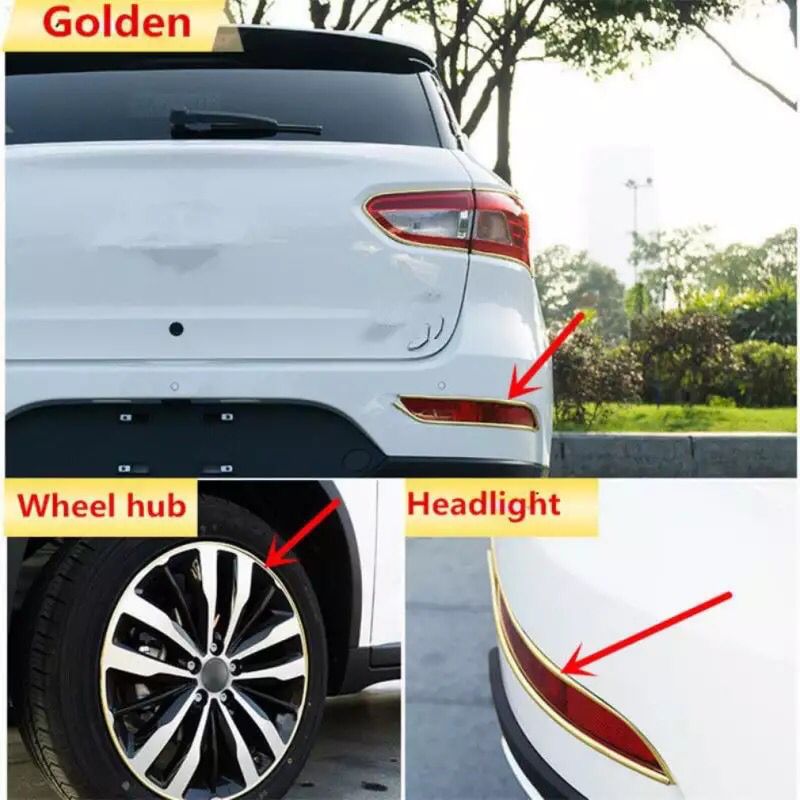 Embellecedor de Llanta de Coche, Aspecto Metálico, Tira Protectora para Llanta, Cinta para Llanta de 8 Metros, Color Dorado