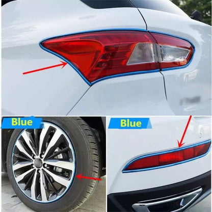 Vehículo Coche Auto Llanta Junta Tira de Moldura de Llanta de Goma Aspecto Metálico Tira de Llanta 8 Metros Azul