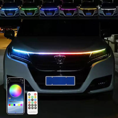 DRL LED diurno para capó, control por aplicación y mando a distancia, tira de LED RGB de 1,5 metros, diseño Golf 8 ONG48