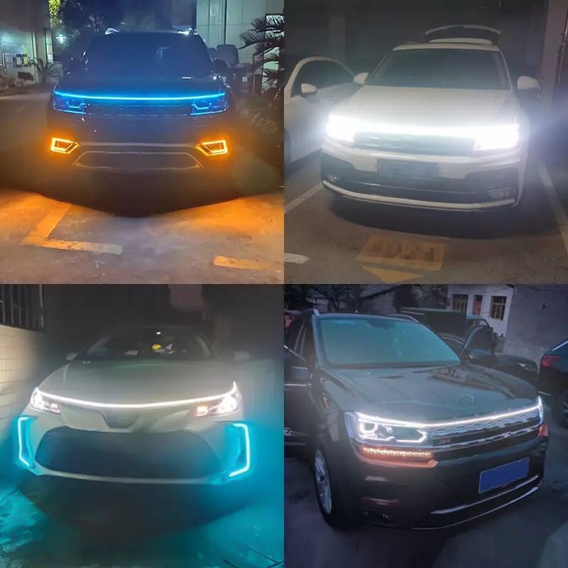 DRL LED diurno para capó, control por aplicación y mando a distancia, tira de LED RGB de 1,5 metros, diseño Golf 8 ONG48