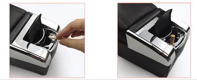 Apoyabrazos universal compatible con todos los coches, negro, deslizante, con cenicero y portavasos