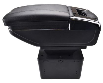 Apoyabrazos universal compatible con todos los coches, negro, deslizante, con cenicero y portavasos