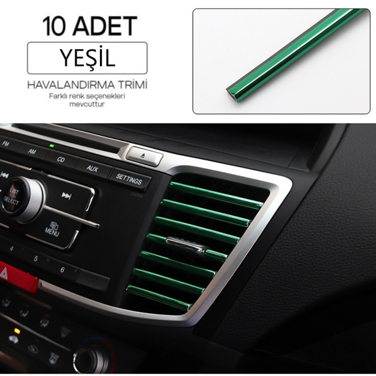 Kit de molduras decorativas para las rejillas de ventilación del aire acondicionado del coche, color verde