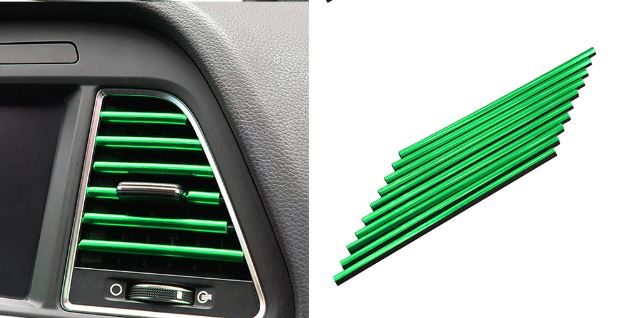 Kit de molduras decorativas para las rejillas de ventilación del aire acondicionado del coche, color verde
