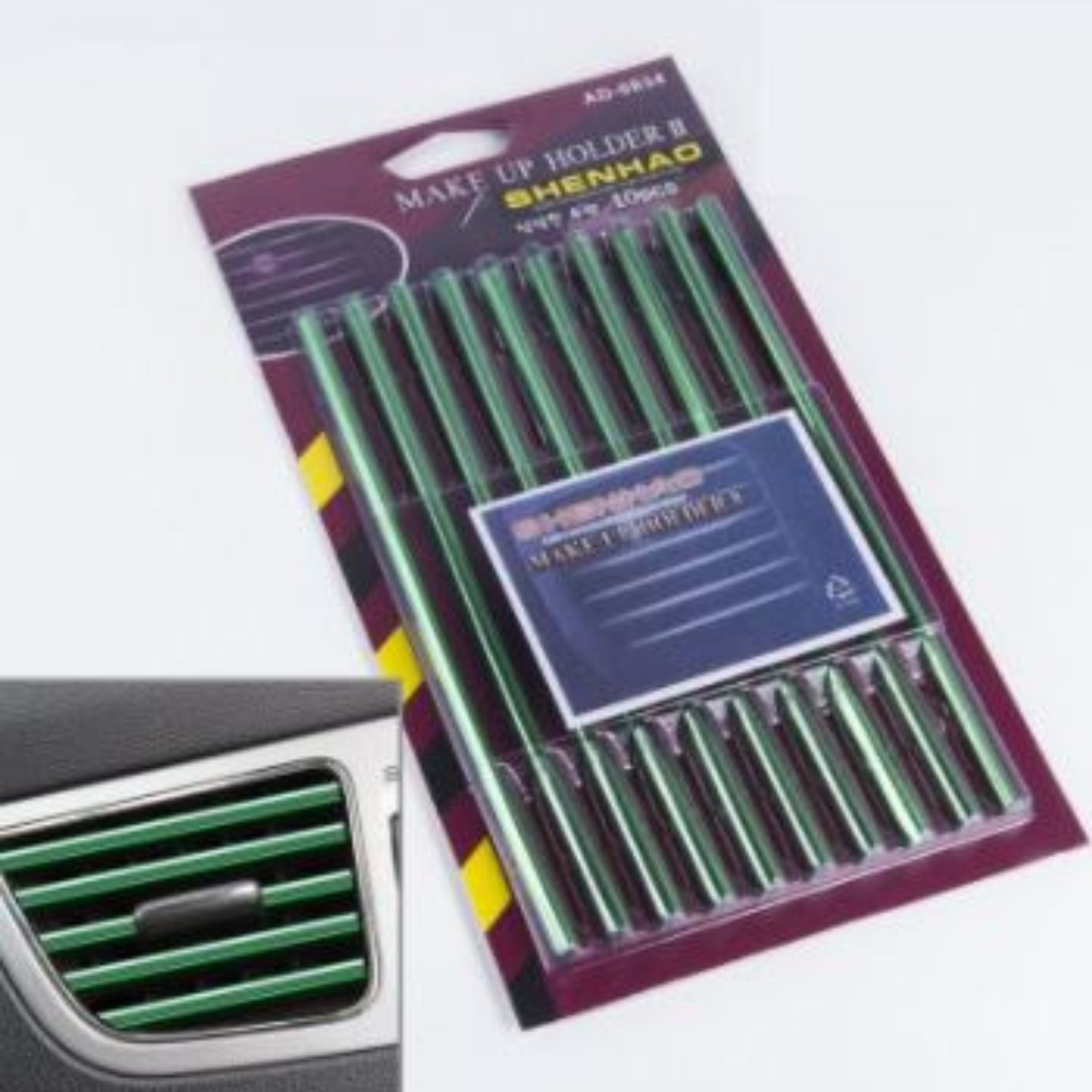 Kit de molduras decorativas para las rejillas de ventilación del aire acondicionado del coche, color verde
