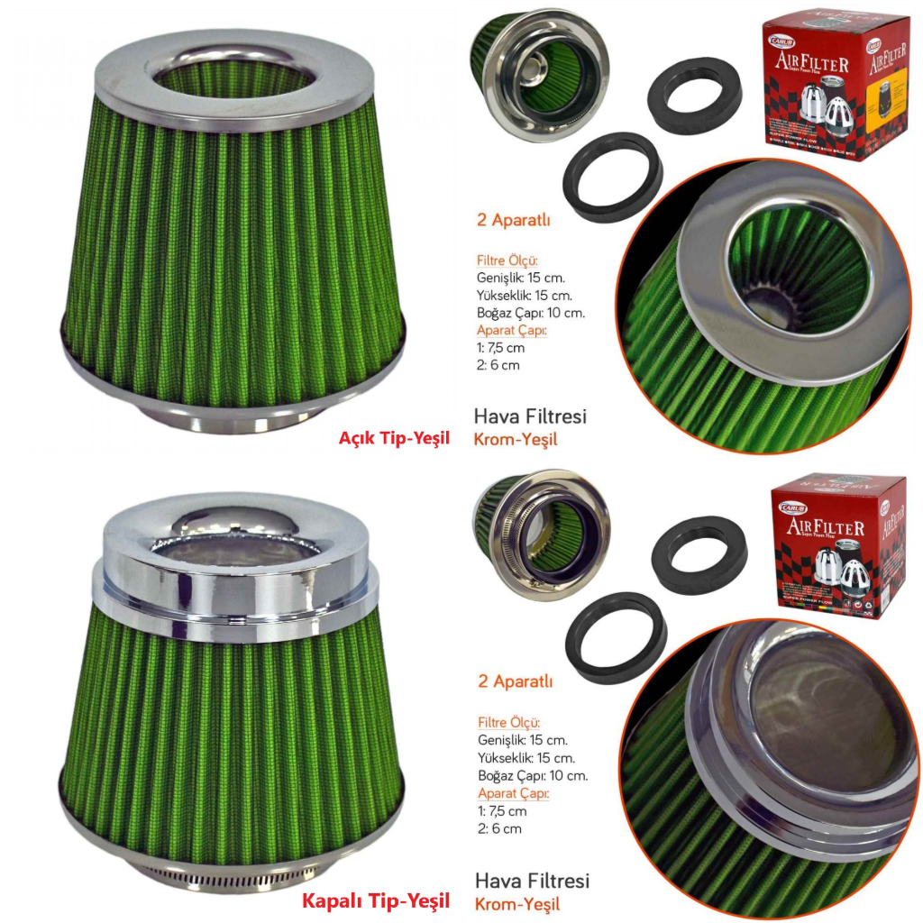 Filtro de aire universal de sonido y rendimiento mejorado +6 HP con adaptador