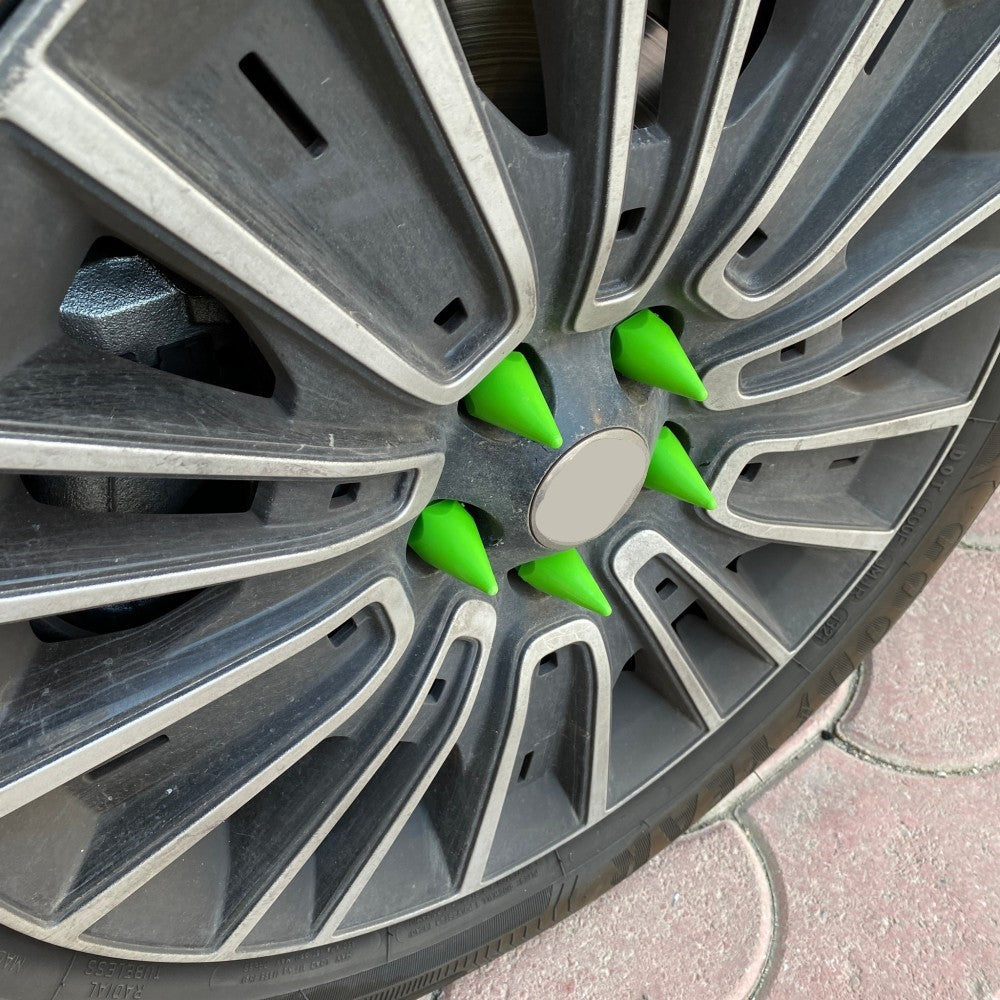 Juego de 20 tapas de tuerca de bala puntiagudas con herramienta de extracción de 17 mm-19 mm VERDE