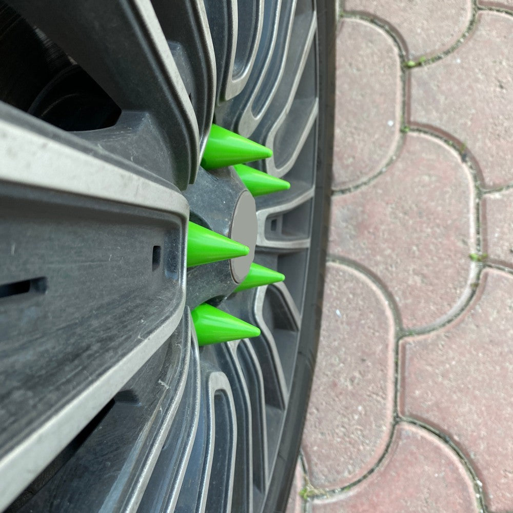 Juego de 20 tapas de tuerca de bala puntiagudas con herramienta de extracción de 17 mm-19 mm VERDE