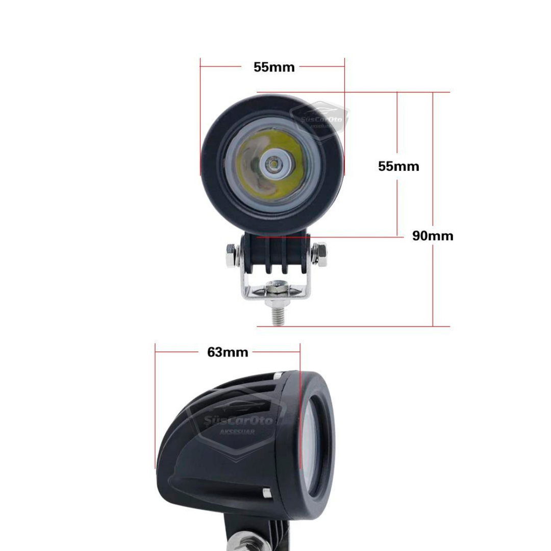 Barra LED Redonda Faro Antiniebla Blanco Coche Motocicleta Off Road Atv Carretilla Elevadora Lámpara Led Proyector Metal Lámpara de Trabajo para Terrenos 1 Unidad 10w