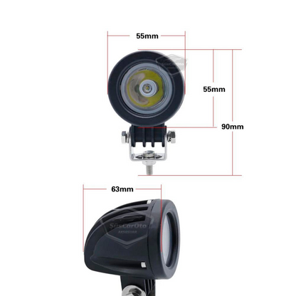 Barra LED Redonda Faro Antiniebla Blanco Coche Motocicleta Off Road Atv Carretilla Elevadora Lámpara Led Proyector Metal Lámpara de Trabajo para Terrenos 1 Unidad 10w