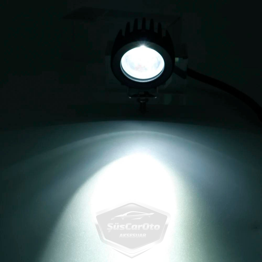 Barra LED Redonda Faro Antiniebla Blanco Coche Motocicleta Off Road Atv Carretilla Elevadora Lámpara Led Proyector Metal Lámpara de Trabajo para Terrenos 1 Unidad 10w