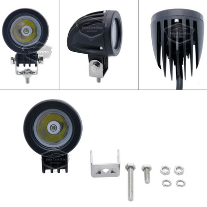 Barra LED Redonda Faro Antiniebla Blanco Coche Motocicleta Off Road Atv Carretilla Elevadora Lámpara Led Proyector Metal Lámpara de Trabajo para Terrenos 1 Unidad 10w
