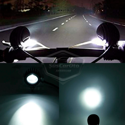 Barra LED Redonda Faro Antiniebla Blanco Coche Motocicleta Off Road Atv Carretilla Elevadora Lámpara Led Proyector Metal Lámpara de Trabajo para Terrenos 1 Unidad 10w