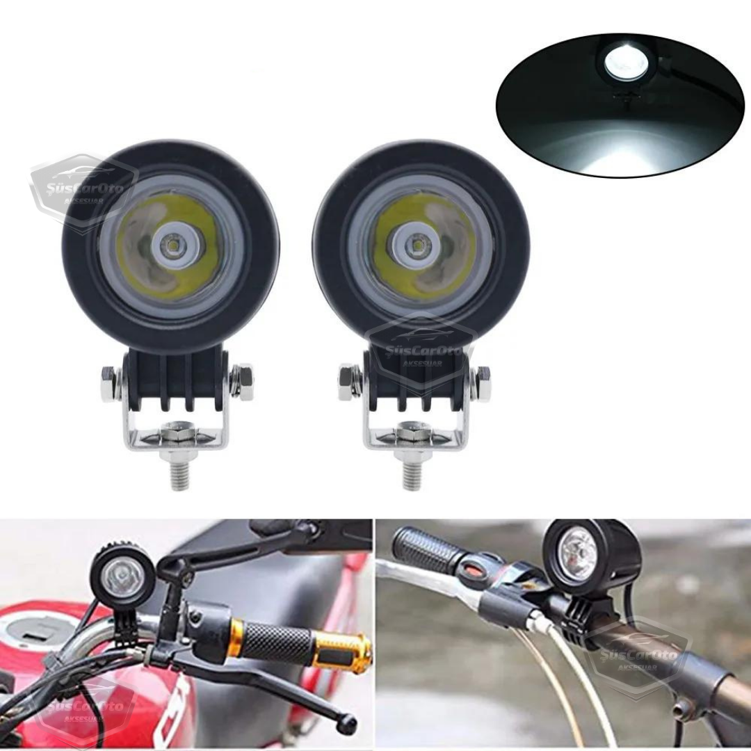 Barra de luz LED redonda blanca antiniebla para coche, motocicleta, todoterreno, ATV, carretilla elevadora, lámpara LED, proyector de metal, luz de trabajo para terreno, 2 unidades de 10 W
