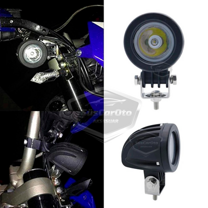 Barra de luz LED redonda blanca antiniebla para coche, motocicleta, todoterreno, ATV, carretilla elevadora, lámpara LED, proyector de metal, luz de trabajo para terreno, 2 unidades de 10 W