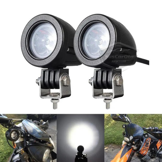 Barra de luz LED redonda blanca antiniebla para coche, motocicleta, todoterreno, ATV, carretilla elevadora, lámpara LED, proyector de metal, luz de trabajo para terreno, 2 unidades de 10 W